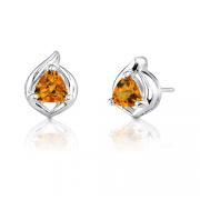 1.00 Carats Trillion Cut Citrine Earrings in Sterling Silver