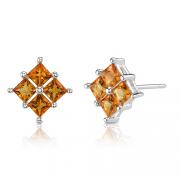 1.00 Carats Princess Cut Citrine Earrings in Sterling Silver