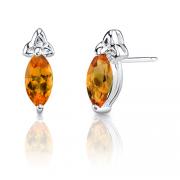 1.00 Carats Marquise Shape Citrine Earrings in Sterling Silver