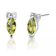 1.00 Carats Marquise Peridot Earrings in Sterling Silver