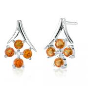 0.75 Carats Round Cut Citrine Earrings in Sterling Silver