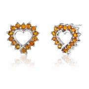 1.00 Carats Round Cut Citrine Earrings in Sterling Silver