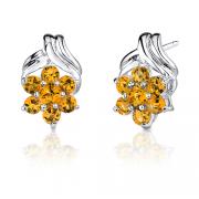 0.75 Carats Round Cut Citrine Earrings in Sterling Silver
