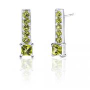 2.75 Carats Princess & Round Cut Peridot Earrings in Sterling Silver