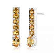 2.00 Carats Oval & Round Cut Citrine Earrings in Sterling Silver