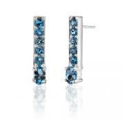 2.50 Carats Oval & Round Cut London Blue Topaz Earrings in Sterling Silver