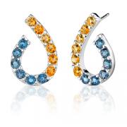 3.00 Carats Round Cut London Topaz Citrine Earrings in Sterling Silver