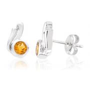 Round cut Citrine Earrings Sterling Silver