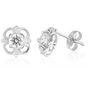 Round Cut White CZ Earrings Sterling Silver