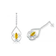 Marquise Cut Citrine Dangling Earrings Sterling Silver