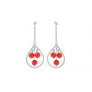 Round Peach Coral Party Loop Earrings Sterling Silver