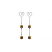 Round Tigereye Party Earrings Sterling Silver