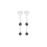 Round Hematite Bead Dangling Heart Party Earrings Sterling Silver
