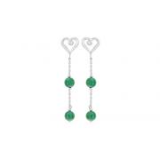 Round Green Aventurine Bead Party Earrings Sterling Silver