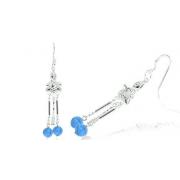 Round Turquoise Bead Chandelier Earrings Sterling Silver