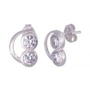 Round Cut White Cz Earrings Sterling Silver