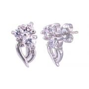 Round Cut White Cz Three-Stone Earrings Sterling Silver
