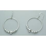 Dangling Round Earrings with Ball Charms Sterling Silver
