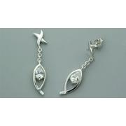 Pear Cut White Cz Dangling Earrings Sterling Silver