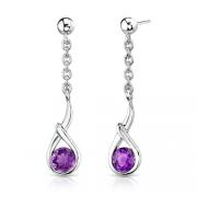 1.00 Ct.T.W. Genuine Round Amethyst in Pure Sterling Silver Earrings