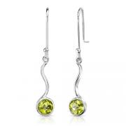 2.00 Ct.T.W. Genuine Round Peridot in Pure Sterling Silver Earrings