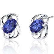Classy 2.00 carats Sapphire earrings in Sterling Silver 