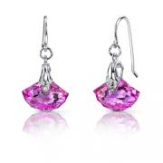 Spectacular Shell Cut 13.00 carats Pink Sapphire Fishhook Earrings Sterling Silver 