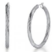 Stainless Steel 35mm diameter Diamond Cut Hoop Earrings 