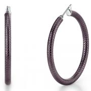 Metallic Plum Color Stainless Steel 30mm diameter Circle Pattern Hoop Earrings 