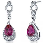 Simply Classy 1.50 Carats Ruby Dangle Earrings in Sterling Silver 