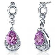 Simply Classy 2.00 Carats Pink Sapphire Dangle Earrings in Sterling Silver 