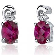 Sleek and Radiant 1.50 Carats Ruby Earrings in Sterling Silver 