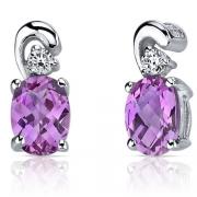 Sleek and Radiant 2.00 Carats Pink Sapphire Earrings in Sterling Silver 