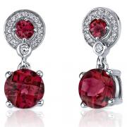 Refined Elegance 5.50 Carats Ruby Dangle Earrings in Sterling Silver 
