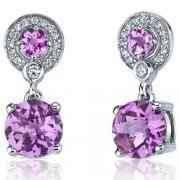 Refined Elegance 5.00 Carats Pink Sapphire Dangle Earrings in Sterling Silver 