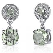 Refined Elegance 3.50 Carats Green Amethyst Dangle Earrings in Sterling Silver 