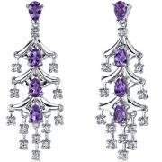 Captivating Seduction 4.00 Carats Amethyst Dangle Earrings in Sterling Silver 