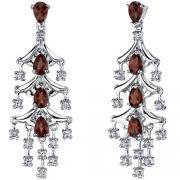Captivating Seduction 4.00 Carats Garnet Dangle Earrings in Sterling Silver 