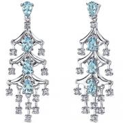 Captivating Seduction 4.00 Carats Swiss Blue Topaz Dangle Earrings in Sterling Silver 