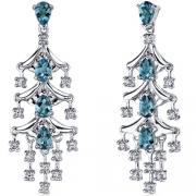 Captivating Seduction 4.00 Carats London Blue Topaz Dangle Earrings in Sterling Silver 