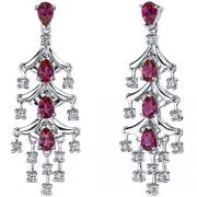 Captivating Seduction 4.00 Carats Ruby Dangle Earrings in Sterling Silver 