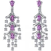 Captivating Seduction 4.00 Carats Pink Sapphire Dangle Earrings in Sterling Silver 