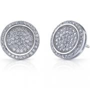 Glowing Glamour Sterling Silver Micro Pave CZ Diamond Circle Earrings 