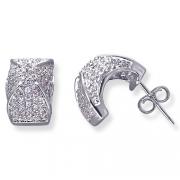 Classic Petite Beauty: Sterling Silver Huggie Style Earrings with CZ Diamond