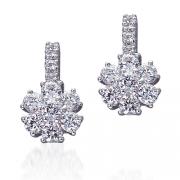 Dazzling Elegance: Sterling Silver Flower Motif Stud Earrings with CZ Diamonds