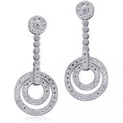 Breathtaking Beauty: Sterling Silver Bridal Style Circle Earrings with CZ Diamonds