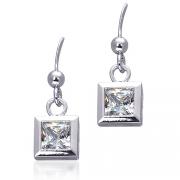 Solitaire Splendor: Sterling Silver Square Solitaire Bezel Set CZ Diamonds