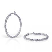 Exotic Beauty: Sterling Silver and CZ Diamond Hoop Earrings