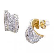 Inspired Elegance: Gold Vermeil Huggie Style Wave Design Earring with CZ Diamond