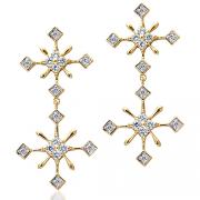 Dazzling Elegance: Gold Vermeil Starburst Dangling Earrings with CZ Diamond